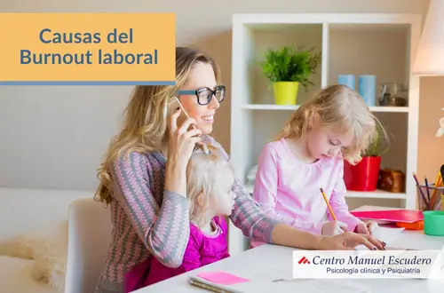 Infografía de síntomas psicológicos y físicos del burnout laboral